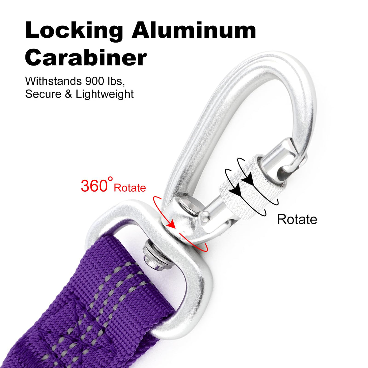 Dog Seat Belt for Car, Car Harness with Locking Aluminum Hook Purple