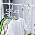 Space Saving Clothes Hangers 2Pcs 9 Slots Wardrobe Clothing Cascading Hanger Closet Storage Hanger Folding Wardrobe Clothes Hanger Organizer Multifunctional Closet Organizer for Home and Dormitory