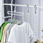 Space Saving Clothes Hangers 2Pcs 9 Slots Wardrobe Clothing Cascading Hanger Closet Storage Hanger Folding Wardrobe Clothes Hanger Organizer Multifunctional Closet Organizer for Home and Dormitory