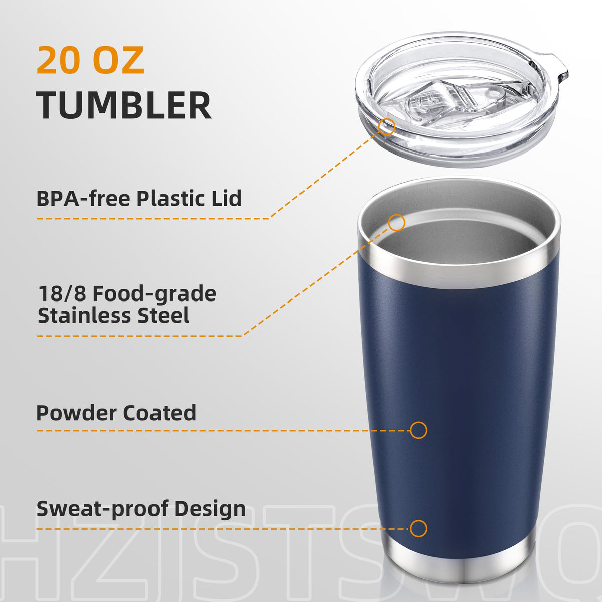 20oz Tumbler Bulk with Lid Stainless Steel Tumblers, 6 Pack