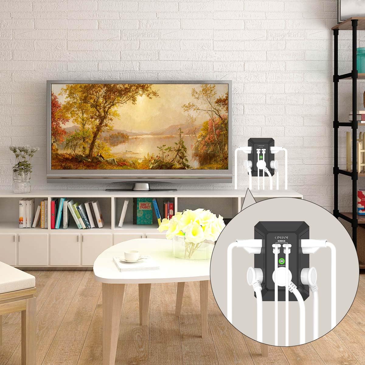 Wall Charger, Surge Protector, QINLIANF 5 Outlet Extender with 4 USB Ports Black 3U1C