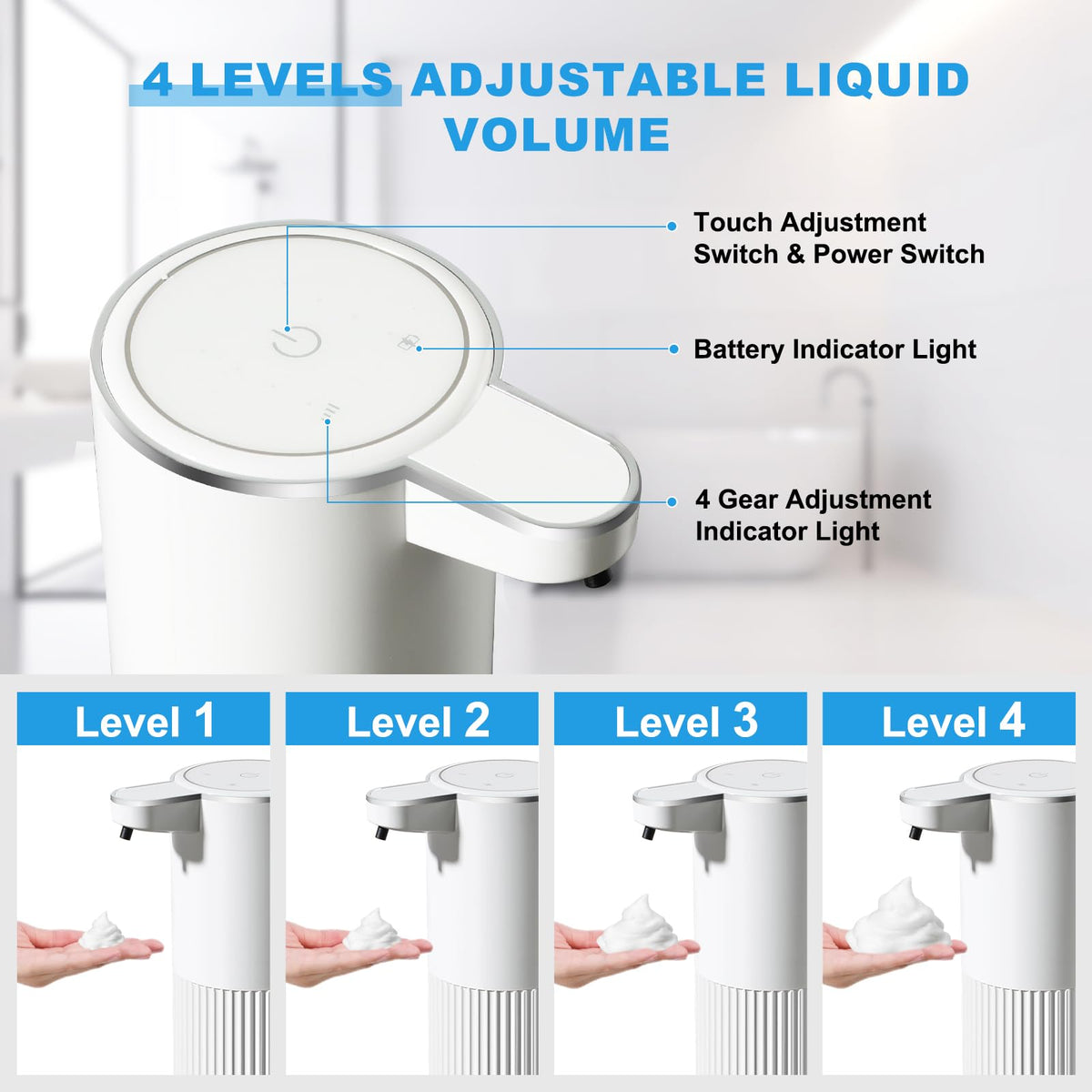 RYTOXILO Automatic Soap Dispenser, 2 Pack Black Touchless Liquid Soap Dispenser for Bathroom, 13.5 Fl Oz Plastic Electric Auto Dish Soap Dispensers Wall Mount for Kitchen with Adjustable Volume Liquid-2 Pack