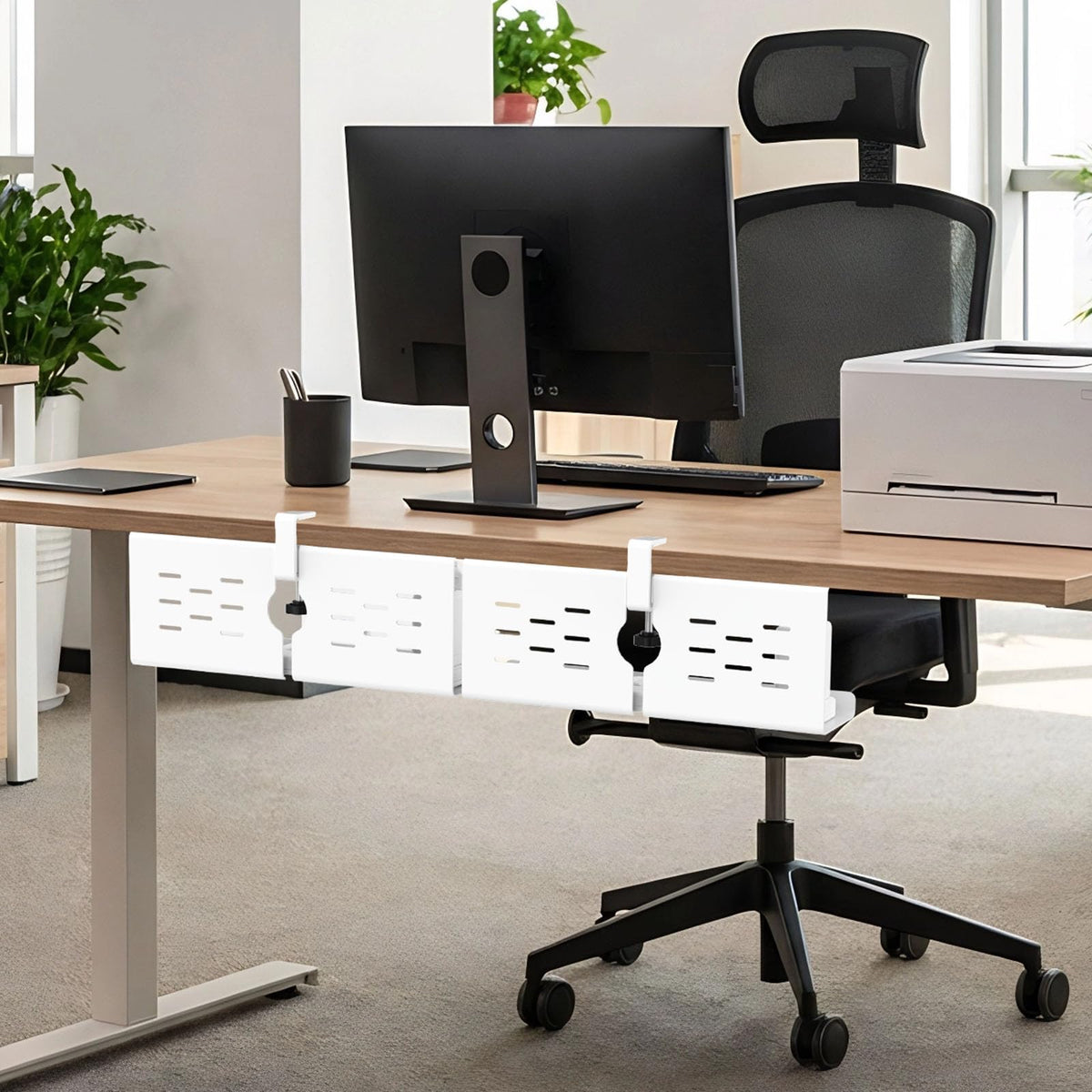 Under Desk Cable Management Tray and Metal Cord Organizer