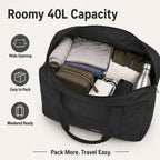 Foldable Travel Duffle Bag with Trolley Sleeve 40L Travel Bag Black