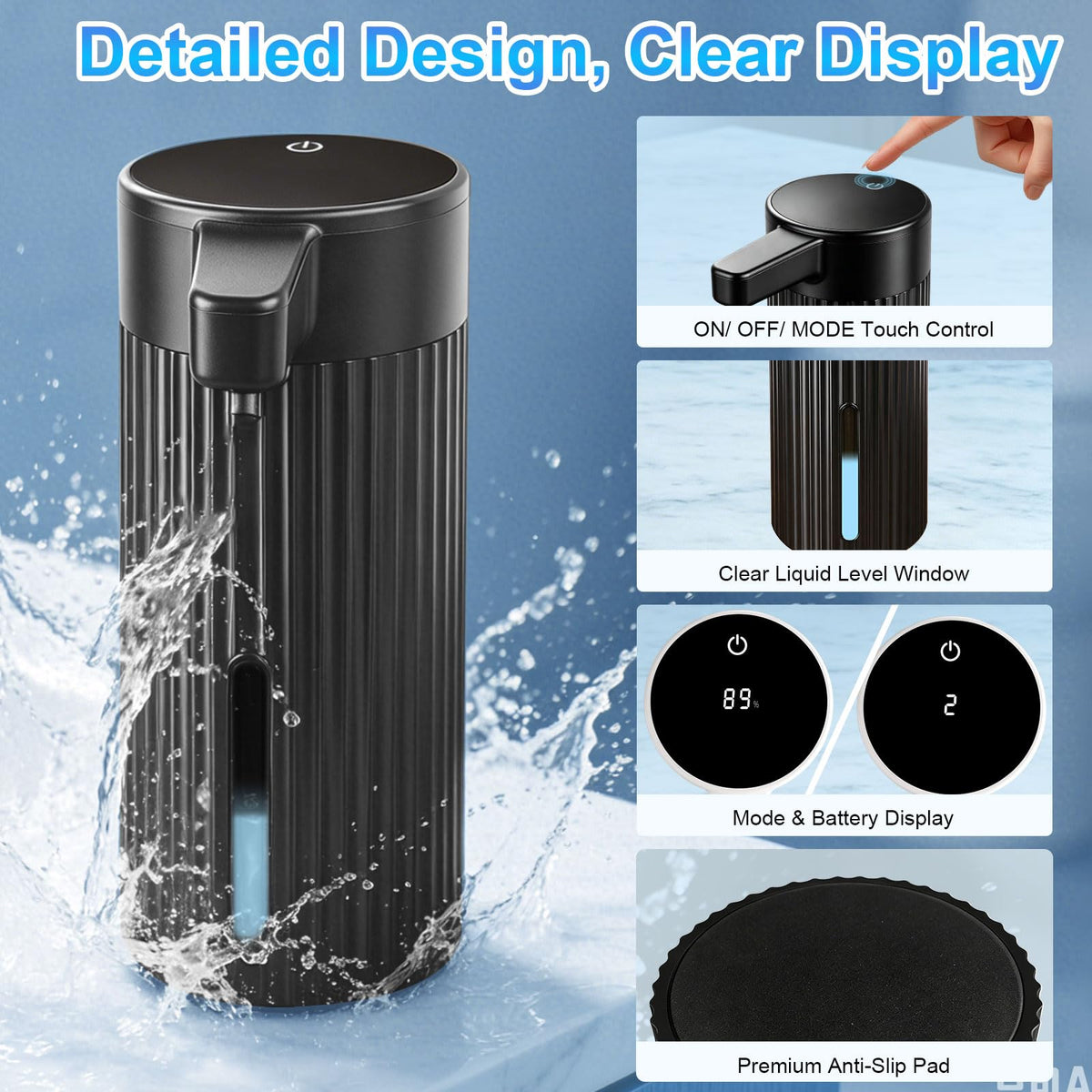Automatic Liquid Soap Dispenser Touchless, Rechargeable, Adjustable White Gel