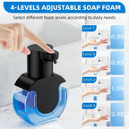 Automatic Soap Dispenser Touchless,Rechargeable Foaming Soap Dispenser,15oz/420ml Smart Hand Soap Dispensers,4-Level Adjustable,Wall Mount for Bathroom Kitchen Dish Soap,Hands-Free (Black) Black Foam
