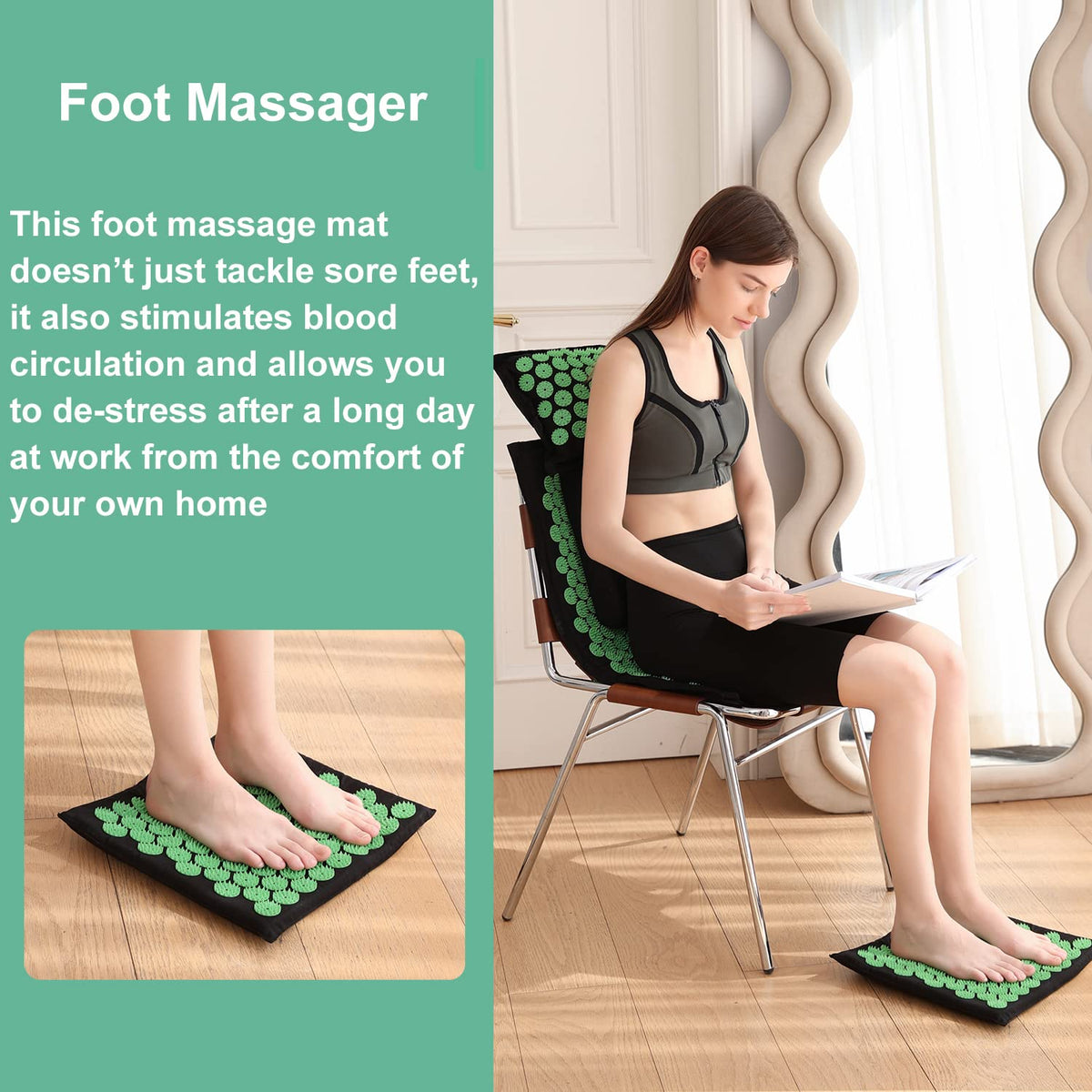 Acupressure Mat and Pillow Set with Carry Bag