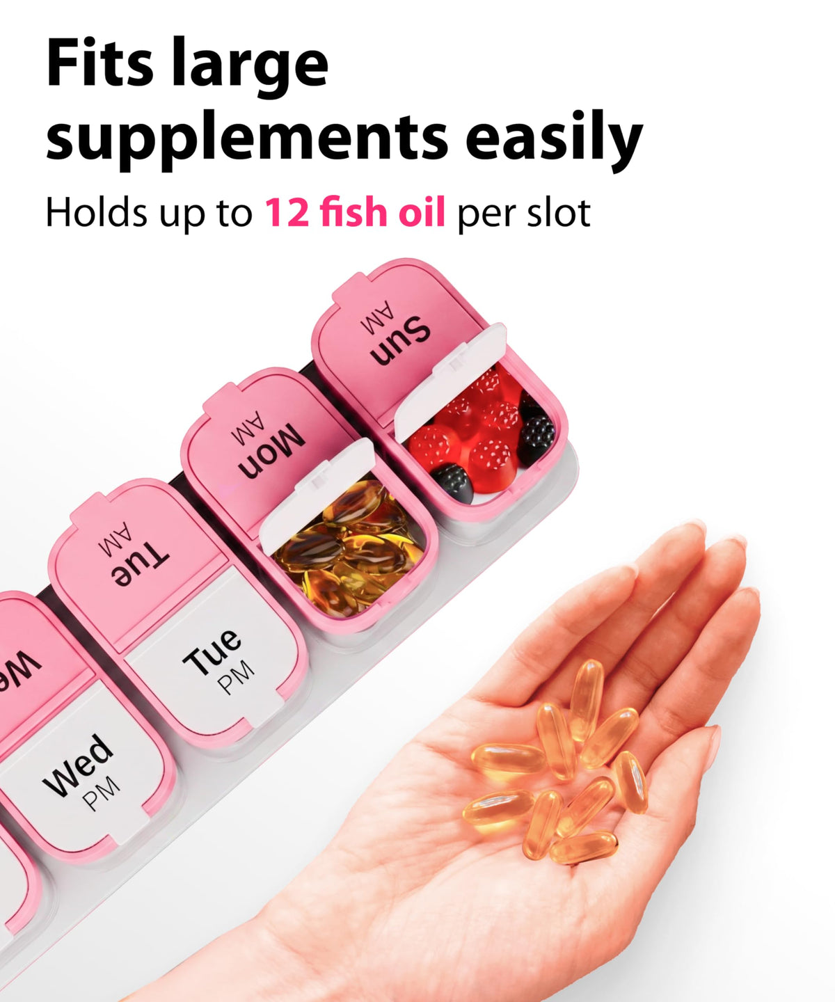 Large Weekly Pill Organizer and Medication Dispenser