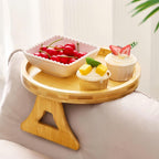 Sofa Arm Tray,Foldable Sofa Armrest Clip-On Tray Suitble for 4"-9" Armrest,Circle Sofa Arm Table for Snacks/Drinks/Fruit/Dessert/Rmote (9.49x8.86x3.54 inch)