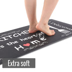 Floral Kitchen Mat Sets 2PCS Non Skid Waterproof Kitchen Rugs and Runner Sets Cushioned Anti-Fatigue Comfort Mat for Home,Office Memory Foam Kitchen Rug, 17.3"x30"+17.3"x47", Black/Pink 17"x30"+17"x47"--0.4 inches