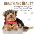 KylePet Dog Brush, Double Sided Pet Slicker Brush with Bamboo Handle for Dogs and Cats Long Hair Pets Grooming Comb for Removing Shedding, Tangles and Dead Undercoat Dog brush-01