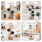 Mug Holder Tree, Upgraded 360° Rotated 8 Hooks Coffee Mug Holders for Counter, Bamboo Mug Rack Stand for Coffee Bar Accessories