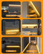 Motion Sensor Led Light Strip - Under Cabinet Lighting with Power Adapter Cold White 16.4ft