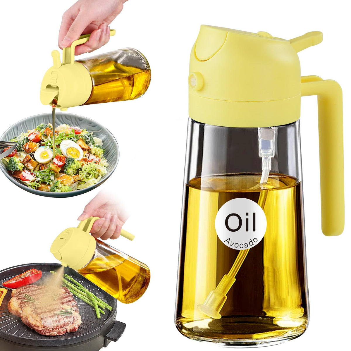 YARRAMATE Olive Oil Dispenser, 2 in 1 Sprayer for Cooking, 16oz/470ml...