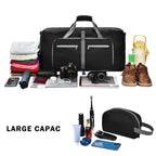 Felipe Varela Foldable Duffle Bag for Travel Weekend Overnight Gym Camping A Black 40L
