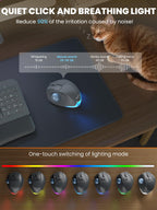 Ergonomic Wireless Trackball Mouse, Rechargeable Adjustable 0°/18° Angle Gray ball