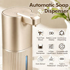 Automatic Soap Dispenser, Foaming Soap Dispenser Touchless with Continuous Dispensing, 4-Level Adjustable, Rechargeable Hand Soap Dispensers, Wall Mounted or Countertop for Bathroom & Kitchen Gold