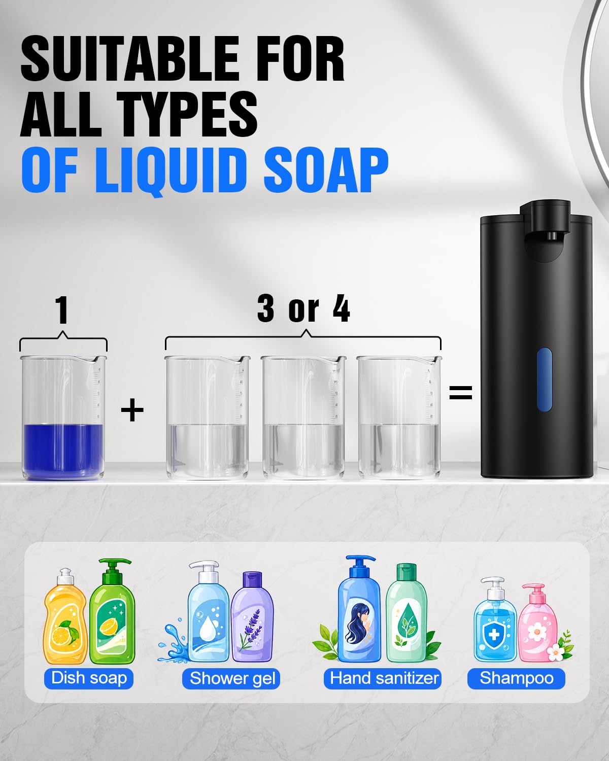 Fantictas Automatic Soap Dispenser Touchless, Stainless Steel 11.5 oz Gel