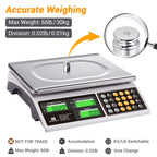 Price Computing Scale 66lb Digital Commercial Produce Scale Stainless Steel Scale Pan-Large Size