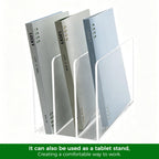 Acrylic Magazine File Holder, 4 Vertical Compartments Desk Document Sorter Organizer, Clear Folder Rack Binder for Office/Home/Classroom, for Documents, Tablet, Magazines, Books & Accessories B5, 4 Sections