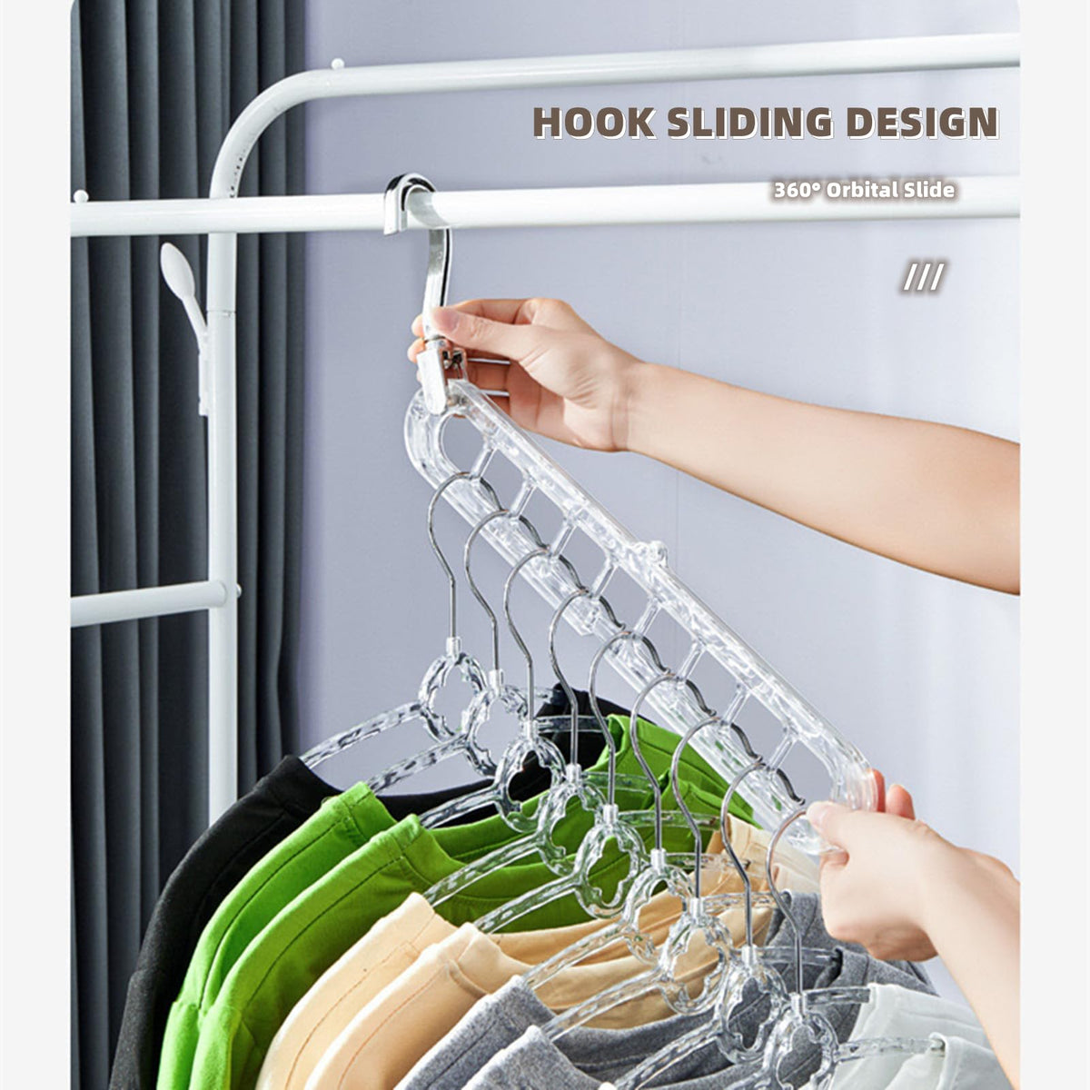 Space Saving Clothes Hangers 2Pcs 9 Slots Wardrobe Clothing Cascading Hanger Closet Storage Hanger Folding Wardrobe Clothes Hanger Organizer Multifunctional Closet Organizer for Home and Dormitory