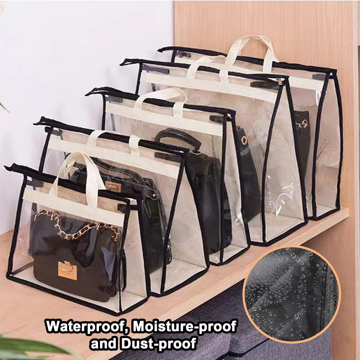 9 Pack Dust Bags for Handbags,Clear Purse Storage Organizer for Closet
