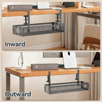 Cable Management, 25.3'' Under Desk Cable Management Tray No Drill 25.3 inch Black