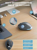 Ergonomic Wireless Trackball Mouse, Rechargeable Adjustable 0°/18° Angle Gray ball