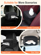 Multi-Functional Car Tissue Holder with ‌2 Storage Nets, Tissue Box Cover Black