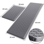 Kitchen Mat 2 PCS Cushioned Anti-Fatigue Floor Mat Standing Mat for Kitchen Stylish Grey 17.3"x29"+17.3"x47"