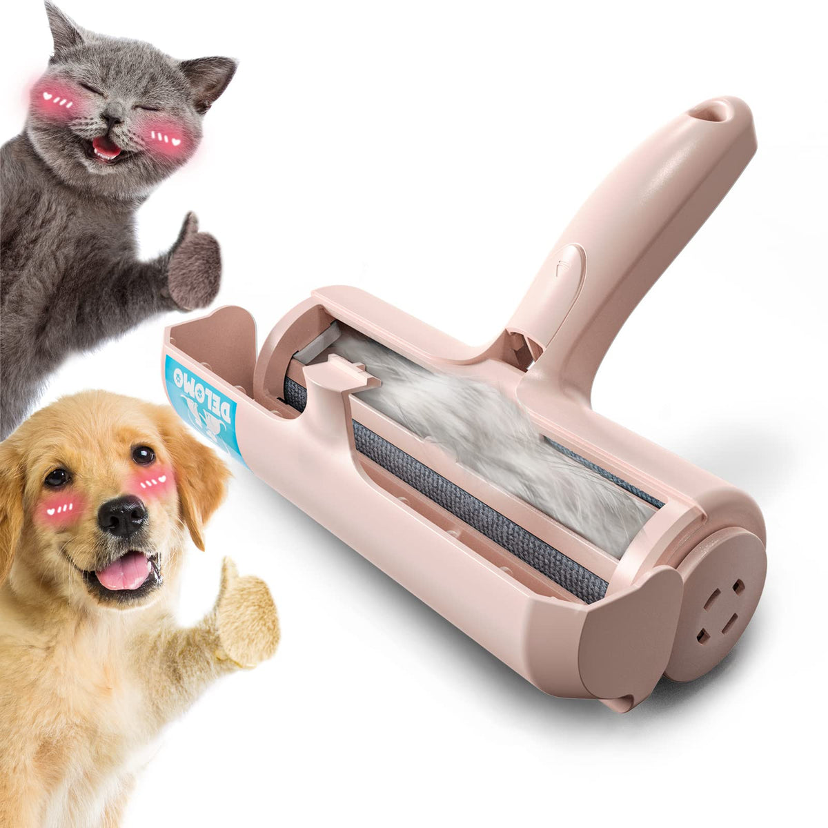 DELOMO Pet Hair Remover Roller, Reusable Lint Roller for Dog and Cat