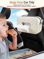 2PCS Multi-Functional Car Tissue Holder with ‌2 Tuck Nets, Tissue Box Cover 2pack Deep Black