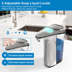 Automatic Soap Dispenser, 17oz Touchless Liquid Dish Soap Dispenser Kitchen Silver