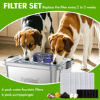 Dog Water Fountain 2 Gal, Stainless Steel Dog Water Fountain for Large Dogs Multi-Cats, Pet Water Fountain with Big Window, Super-Quiet Pump, Indoor Automatic Dog Water Bowl Dispenser Fountain Filters Dog fountain with filter