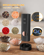 CIRCLE JOY 2 in 1 Electric Salt and Pepper Grinder Set with Storage Base Set A