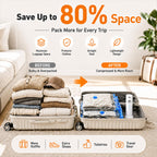 12 Pack Vacuum Bags for Travel with Rechargeable Pump, Save Luggage Space Clear 12 Combo