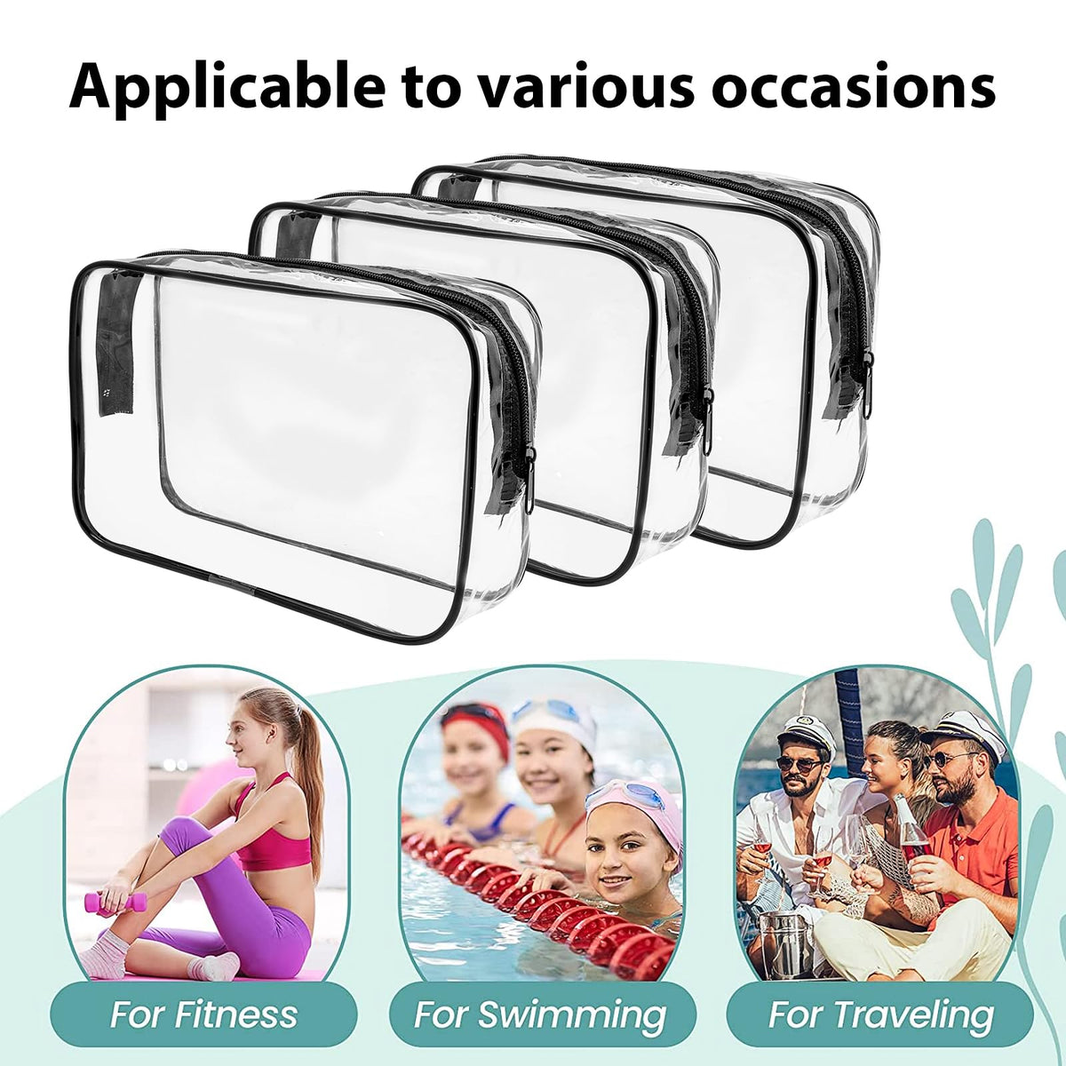 20 Pack Clear Makeup Bags Bulk, PVC Cosmetic Pouches with Zipper