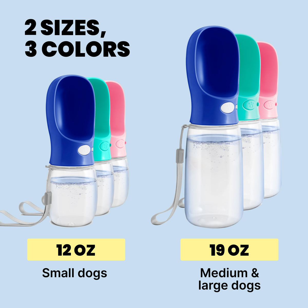 MalsiPree Dog Water Bottle Dispenser - 12 oz Navy Blue, Leak-Proof