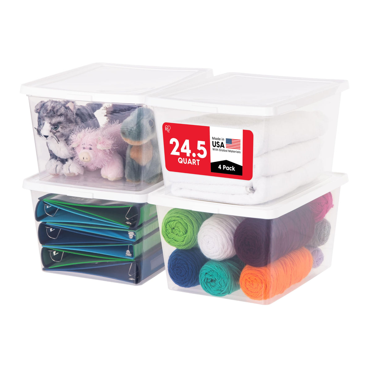 IRIS USA 20-Pack 6 Qt Storage Bins with Lids, Clear, Stackable