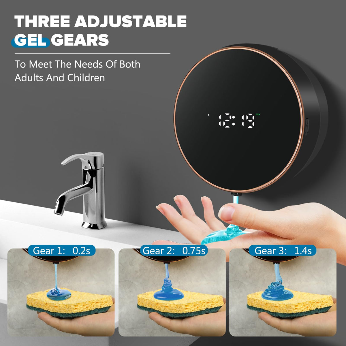 Monstake Automatic Soap Dispenser, Touchless Rechargeable Wall Mount Black foam