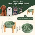 Elevated Slow Feeder Dog Bowl, 6.7" Ceramic Maze Dog Bowl with Stand White 1.5 Cups