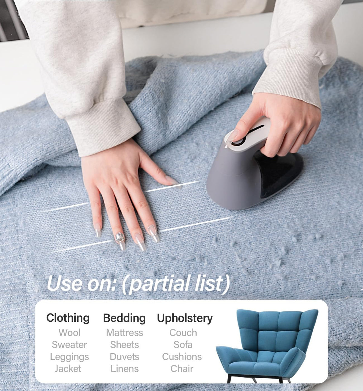 Bymore Fabric Shaver, Lint Shaver, Sweater Shaver for Clothes, Gray 5.7*3.34*5.31inches
