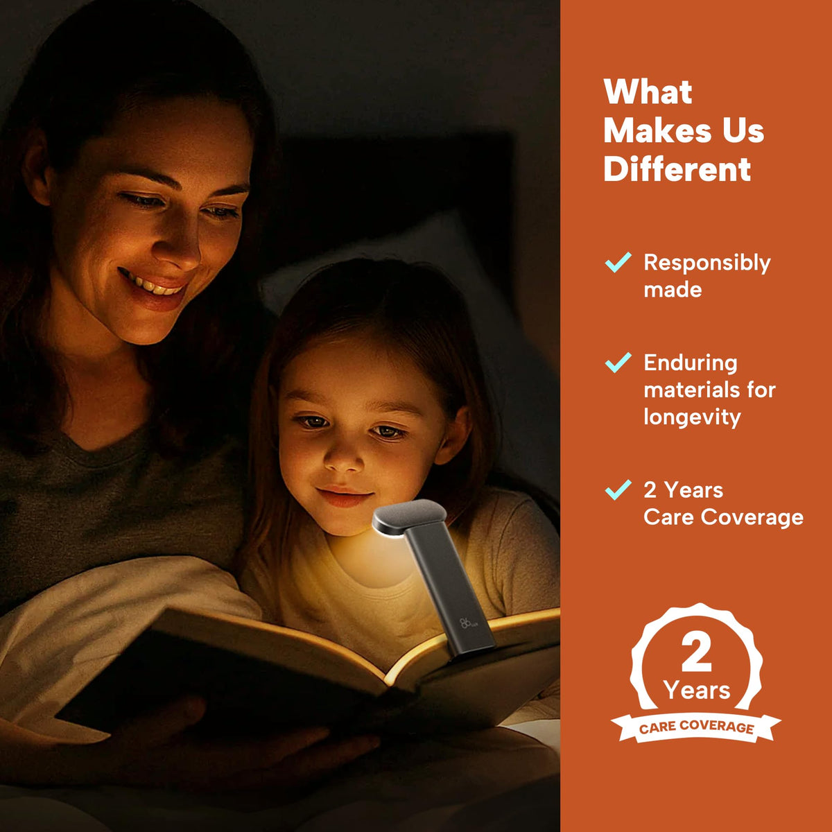 86lux Book Light, Reading Light for Book in Bed, USB Rechargeable LED Night Light with 3 Colors & Limitless Dimming, Aluminum Alloy Bookmark Light for Book Lovers,Technology Black