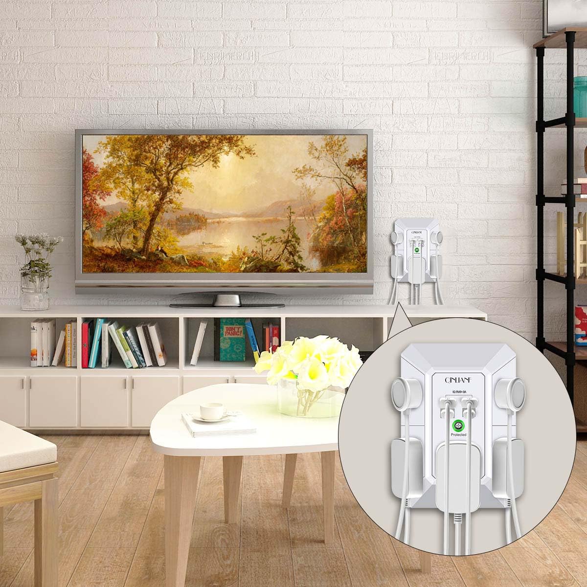 Wall Charger, Surge Protector, QINLIANF 5 Outlet Extender with 4 USB Ports Black 3U1C