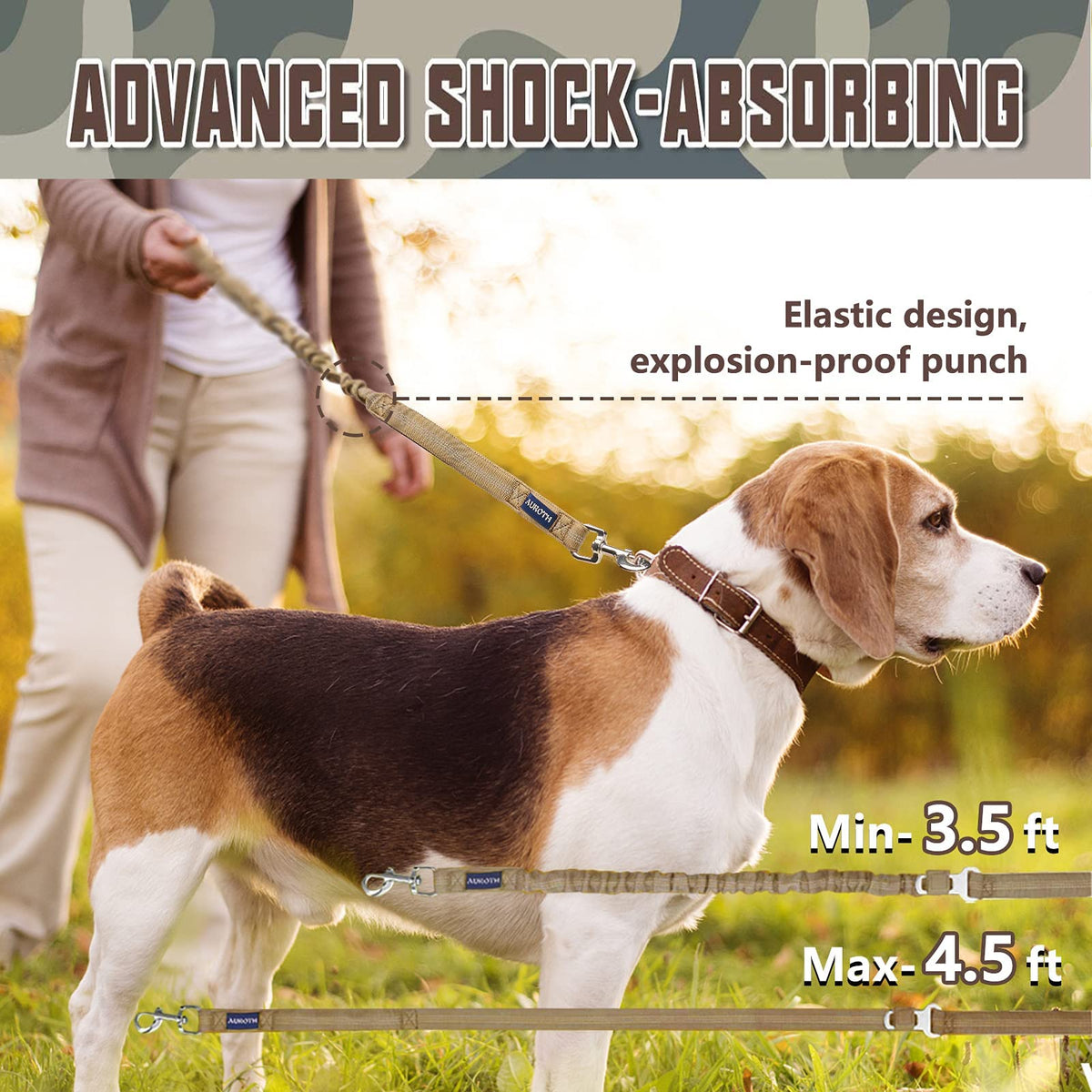 AUROTH Bungee Dog Leash for Large Dogs, No Pull Shock Absorption