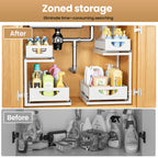 Under Sink Organizer for Kitchen and Bathroom Cabinets Pull Out Storage White 2 Pack 2Tier