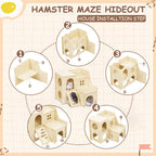BreezeHug 6 Pcs Wooden Hamster Cage Accessories, Hamster Tunnels, Stylish