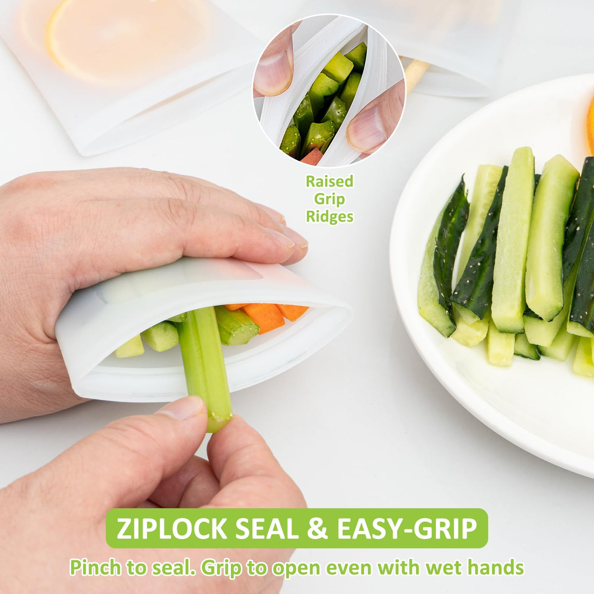 100% Silicone Mini Ziplock Reusable Pocket Snack Bags 4oz, BPA Free, 4 Pack Tranlucent | 4oz | 4 Pack