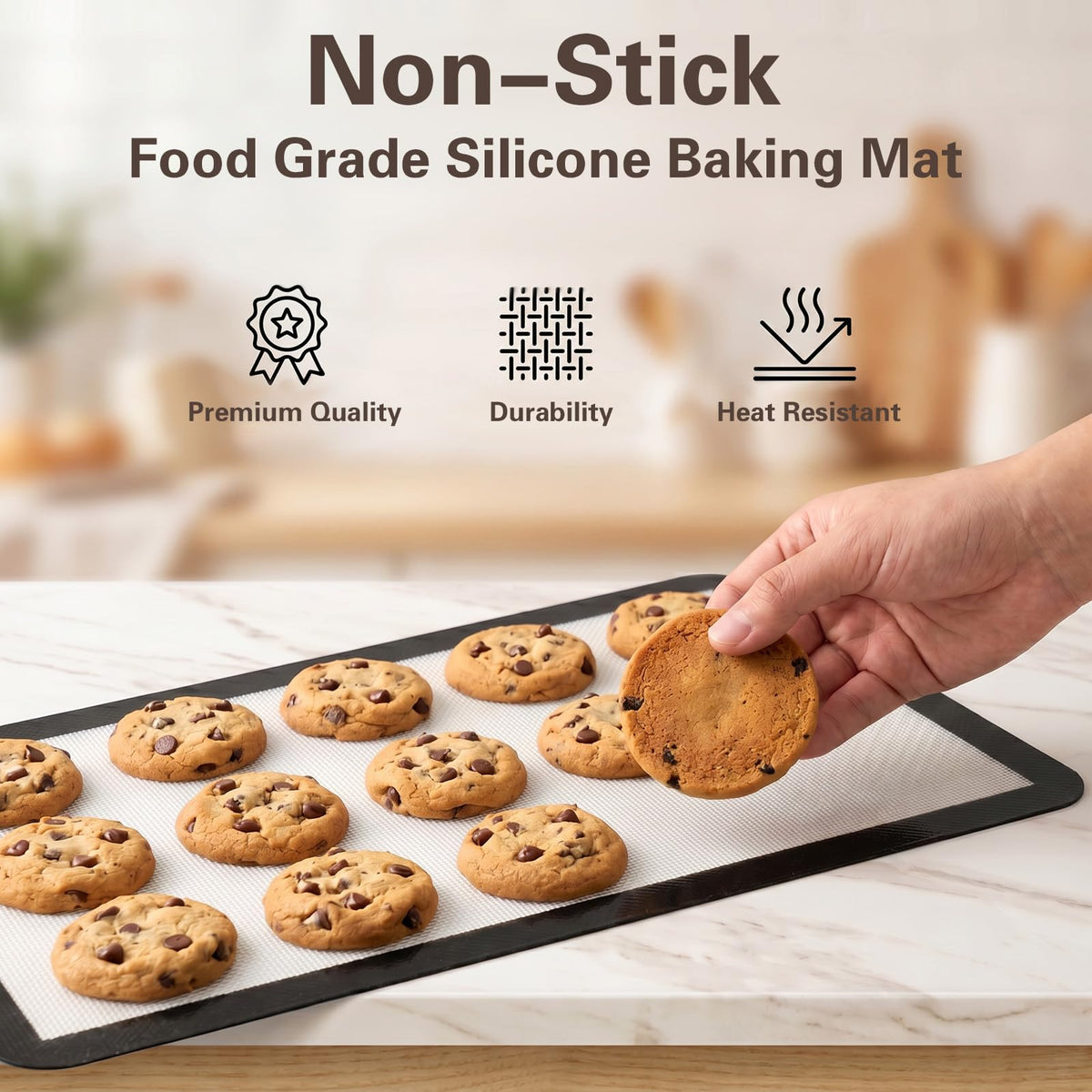 10 Pcs Reusable Baking Sheet Mat, Silicone Baking Mats for Oven, Black