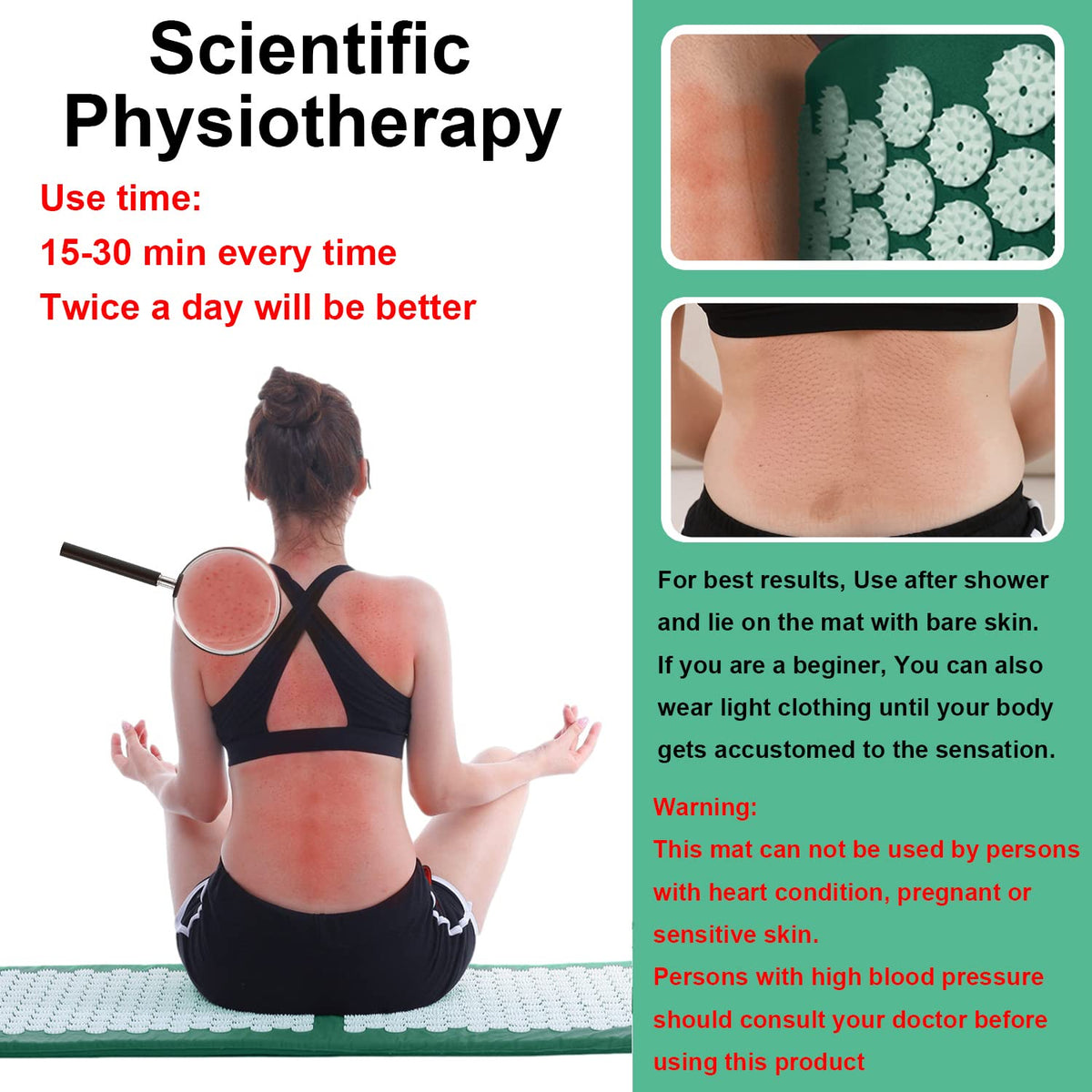 Acupressure Mat and Pillow Set with Carry Bag